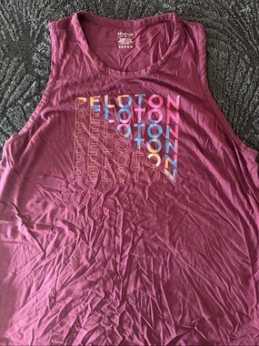 Peloton Maroon Muscle Tank with Multicolor Logo